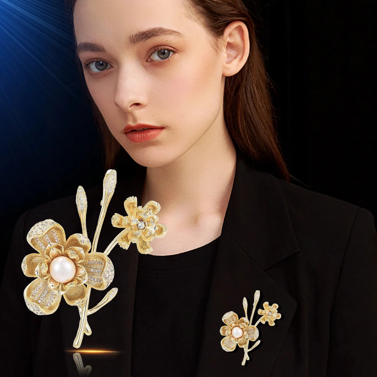 SUYU New women's light luxury plum blossom brooch fashionable and elegant imitation pearl brooch versatile and niche design