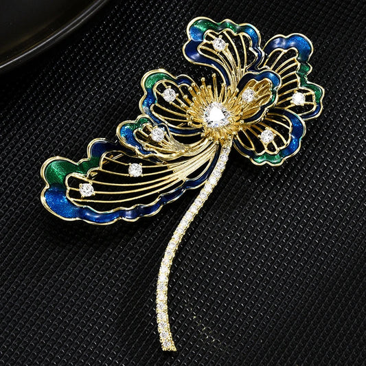 New Chinese Style Auspicious Cloud Brooch Simple Clothing Accessories Copper Micro-Embedded Cubic Zirconia Gift Wholesale