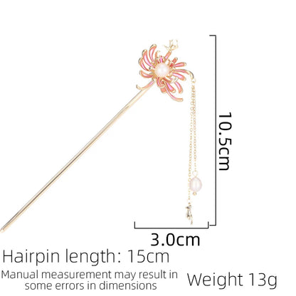 SUYU  New Fashionable Women's Oil Dripping Light Luxury Ancient Style Hairpin With A Simulated Pearl Tassel Headwear Hairpin