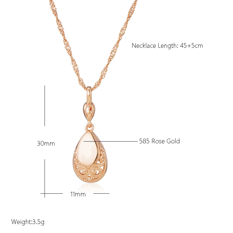 Wbmqda Simple Fashion Glossy Pendant Necklaces For Women 585 Rose Gold Color Owl Pattern Carving Shape Retro Fine Jewelry