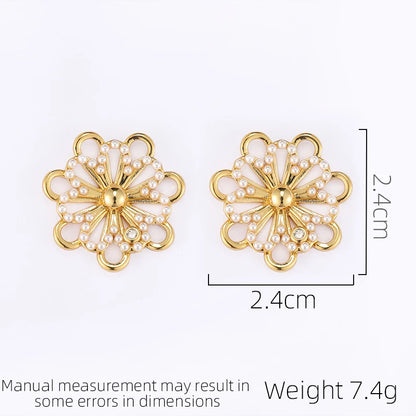 SUYU Imitation Pearl Flower Earrings Grand And Niche Light Luxury Fashionable And Simple Retro Earrings For Women