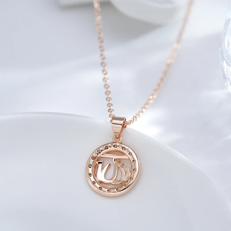 Wbmqda Unique Constellation Hollow Circle Pendant And Necklace For Women 585 Rose Gold Color Fashion Zircon Neck Chain Jewelry