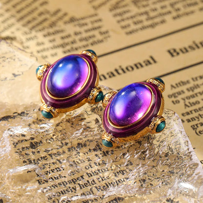 SUYU Medieval Vintage Earrings Style Geometric Enamel Round Women's Design Earrings Daily Party Accessories Fashion Jewelry