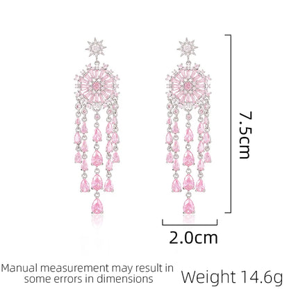 SUYU New Classic Shiny Zircon Earrings 2024 Korean Edition Long Slim Tassel Earrings Trendy And Fashionable