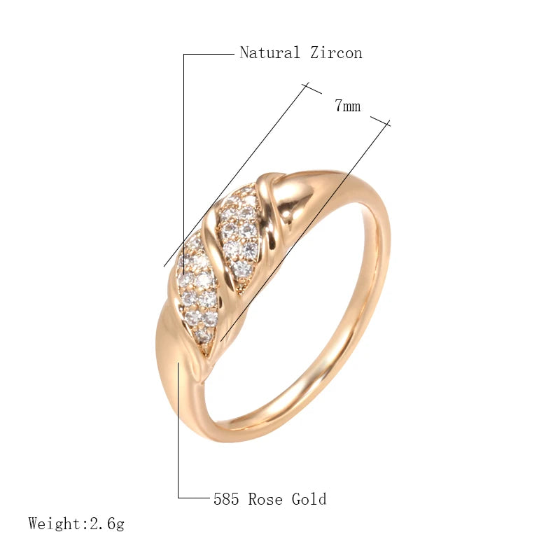 Wbmqda Simple Fashion 585 Rose Gold Color Natural Zircon Ring For Women High Quality Daily OL Jewelry Accessories Free Shipping