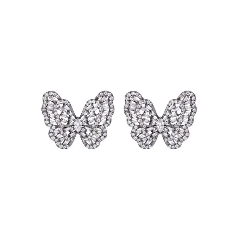 SUYU Women's Light Luxury Design Elegant Hollow Butterfly Earrings Fashionable and Versatile Unique Design Feeling Earrings