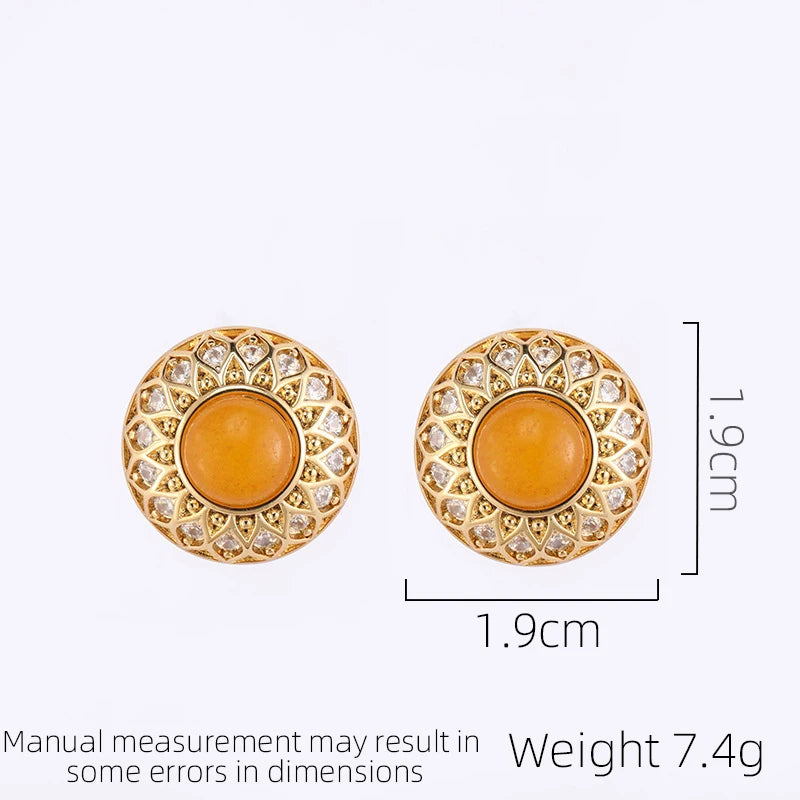 SUYU Palace Style Round Retro Earrings Light Luxury Simple Temperament Fashionable Medieval Women's Earrings