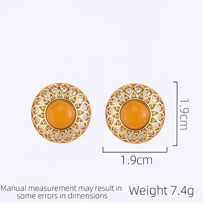 SUYU Palace Style Round Retro Earrings Light Luxury Simple Temperament Fashionable Medieval Women's Earrings