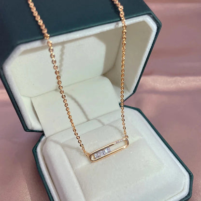 Kinel Hot 585 Rose Gold Color Geometry Pendant Necklace for Women Shiny Natural Zircon Unusual Creative Daily Fine Jewelry Gift