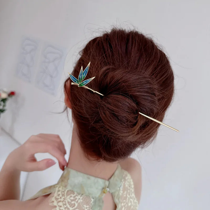 SUYU New Women's Fashion Design Light Luxury Chinese Drip Oil Hair Clip Accessories Clothing Headwear Hairpin