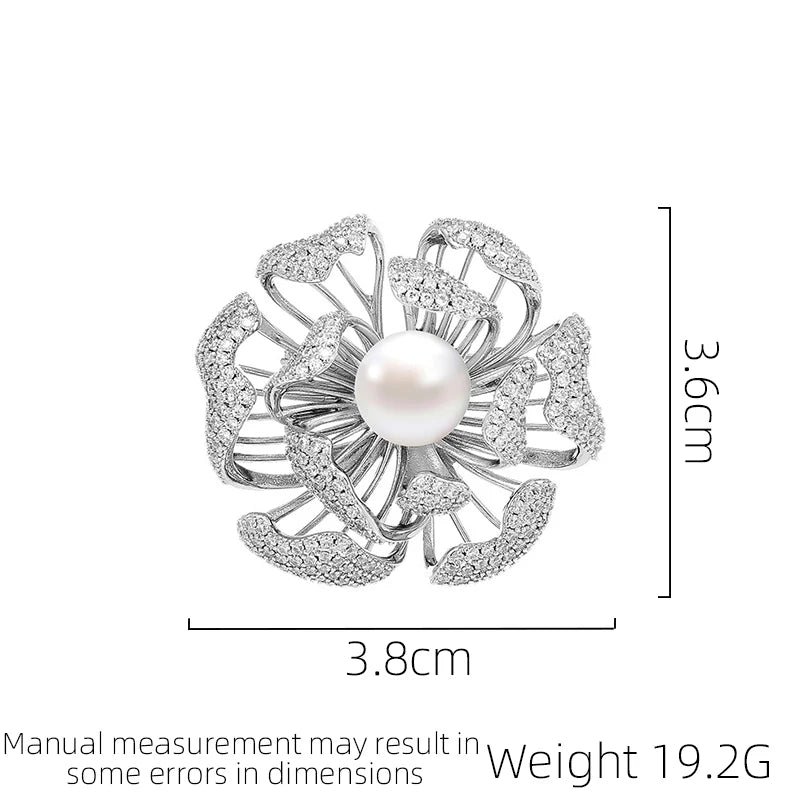 SUYU Haitang Flower Brooch For Women With Imitation Pearl Luxurious Temperament New  Style Exquisite  Coat Accessories