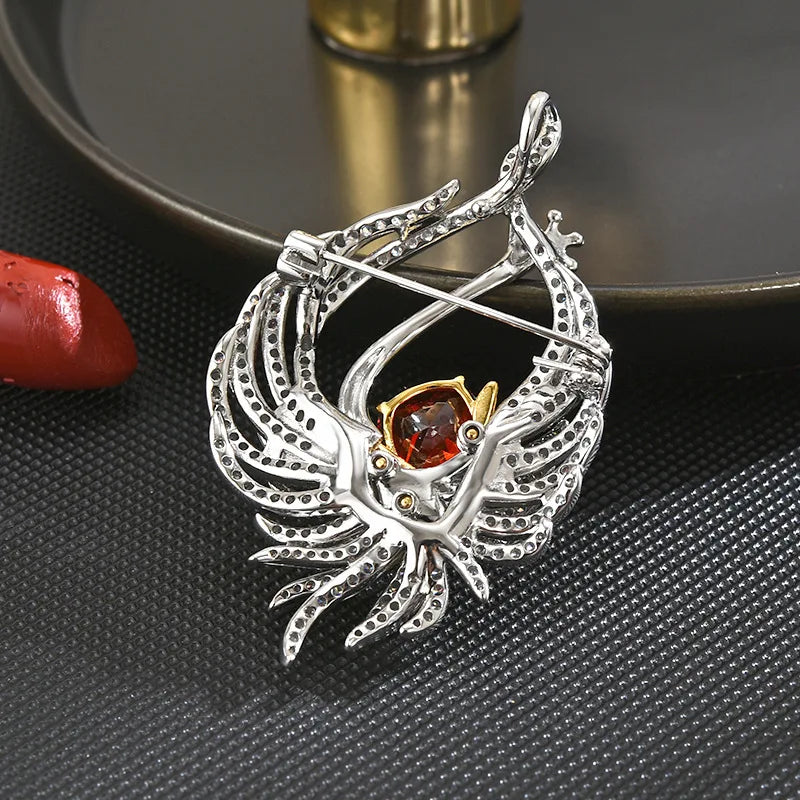 Winter Women's Luxury Phoenix Brooch Fashion Shining Zircon Coat Accessories Suit Brooch Clip