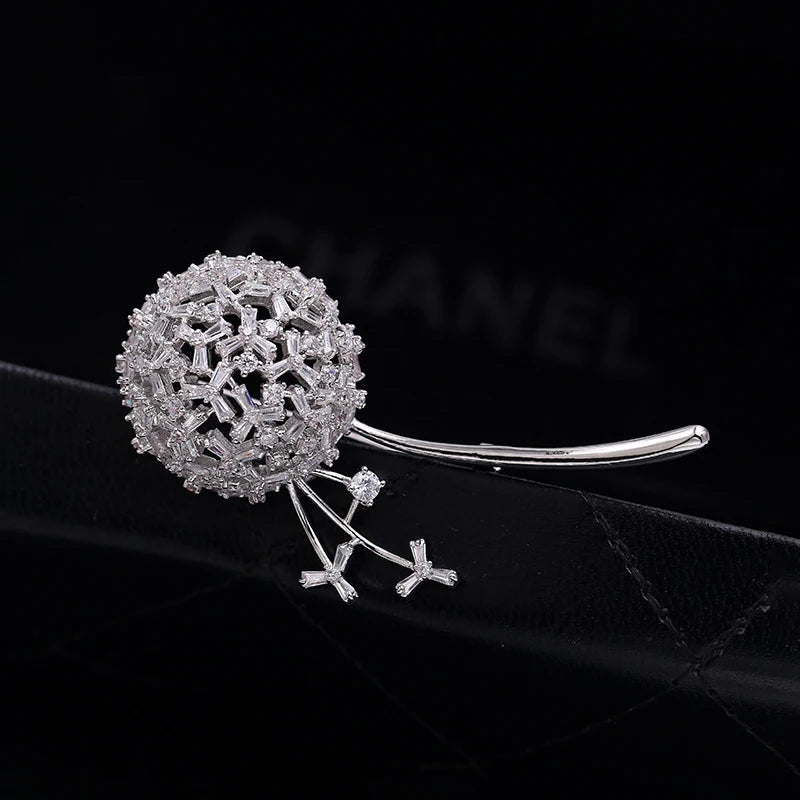 SUYU Fashion Brooch Cubic Zirconia Inlaid Temperament Corsage Women's Suit Dress With Dandelion Brooch