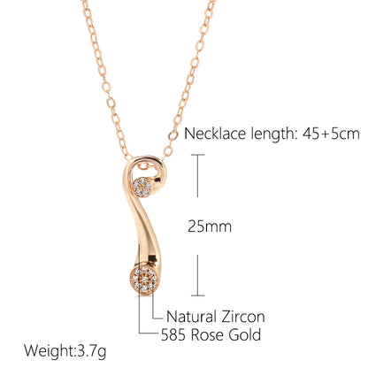 Wbmqda Fashion Geometric Metal Pendant And Necklace For Women 585 Rose Gold Color With White Natural Zircon 2023 Trendy Jewelry