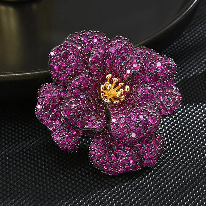 SUYU New Camellia Blossom brooch Luxury Women's Red Rose Brooch Flower Temperament Exquisite Pin Design Sense Suit Accessories