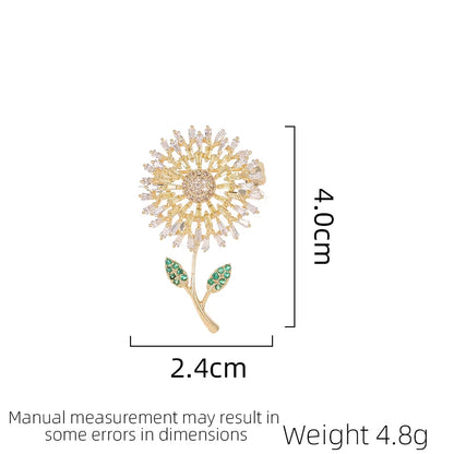 SUYU Women's Luxury Design Feeling Dandelion Brooch Unique Fashion Clothing Zircon Flower Brooch Holiday Gift