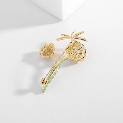 SUYU Spring Fashionable Women's Luxury Enamel Lotus Seed Brooch Personalized Design Temperament Dragonfly Brooch Flower