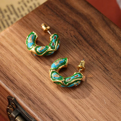 SUYU Jewelry Spring New Women's Luxury Design Dropped Oil Enamel Earrings Elegant And Fashionable Style Earrings Fashion Jewelry