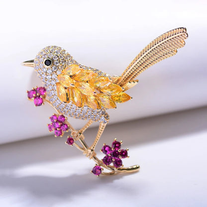 SUYU Intelligent Happy Color Magpie Brooch Inlaid With Cubic Zirconia Design Bird Brooch Fashion Pin