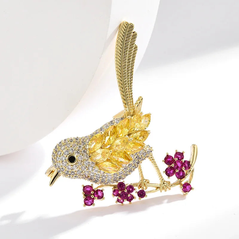 SUYU Intelligent Happy Color Magpie Brooch Inlaid With Cubic Zirconia Design Bird Brooch Fashion Pin