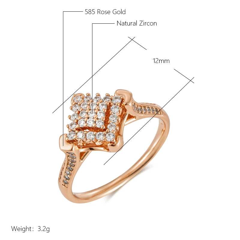 Wbmqda Sparkling Full Zircon Ring For Women 585 Rose Gold Color Luxury Fashion Bride Wedding Fine Jewelry Accessories