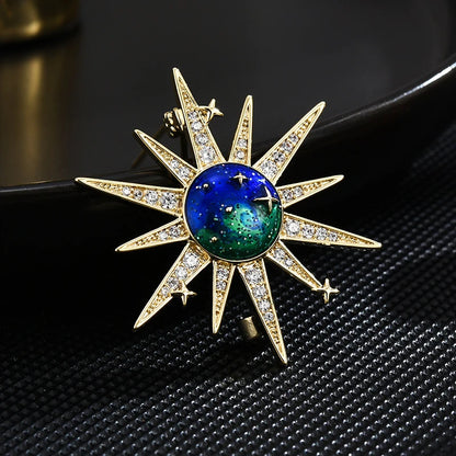 SUYU Fashion Small Fresh Planet Universe Brooch Micro-Inserted Cubic Zirconia Copper Plated Brooch