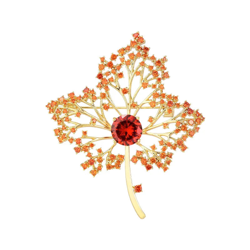 SUYU New Orange Maple Leaf Suit Coat Brooch Hollow Maple Leaf Pin Brooch Simple Leaf Accessories