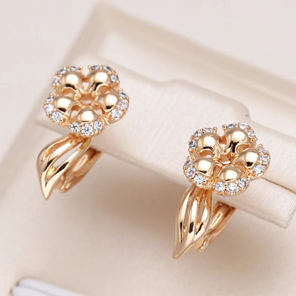 Wbmqda Luxury Crystal Flower Pendant 585 Rose Gold Color Natural Zircon Drop Earrings For Women Daily Fine Jewelry Accessories