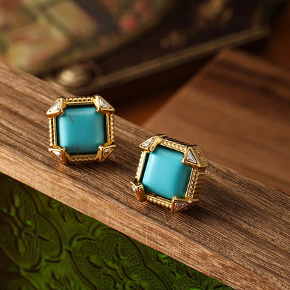 SUYU French Geometric Fashion Jewelry Square Design Earrings Niche Personality Vintage Earrings Daily Accessory Gifts