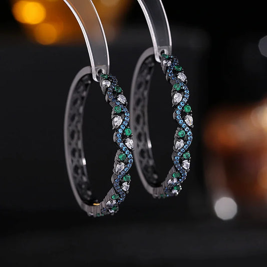 SUYU Earrings Geometric Lines Fried Dough Twists Exaggerated Atmosphere Circle Earrings