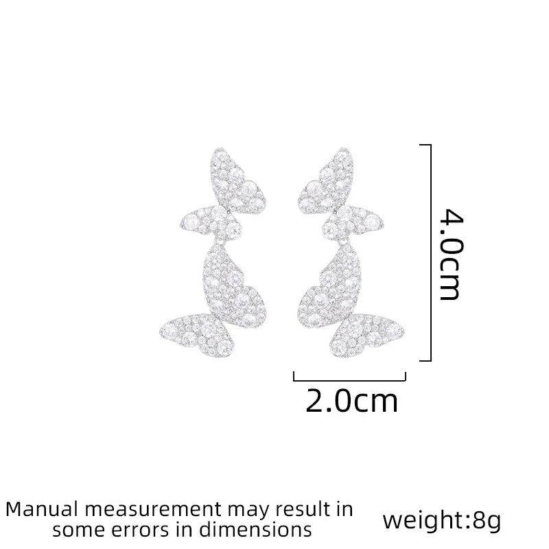 SUYU Women's Light Luxury Design Butterfly Colored Earrings Fashionable And Elegant Trendy Earrings Daily Accessories