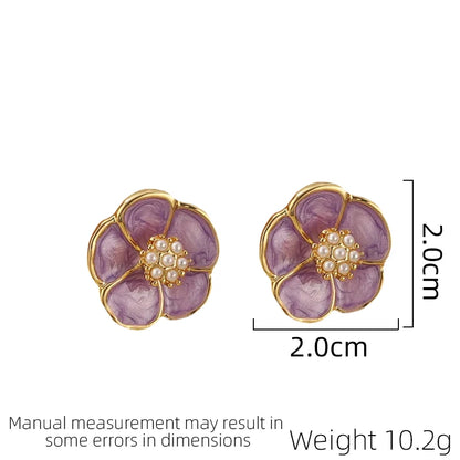 SUYU New Women's Design Vintage Rose Blossom Earrings Fashionable Geometric Style Light Luxury Earrings