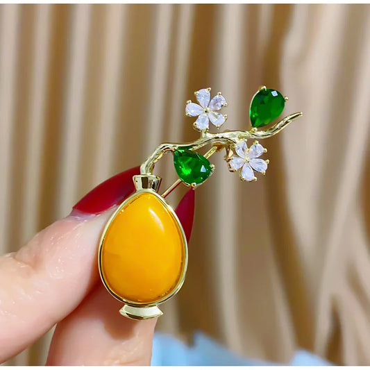 SUYU Flower Brooch Exquisite Fashion Elegant Brooch Collar Pin Suit Cheongsam Pin Clothing Accessories