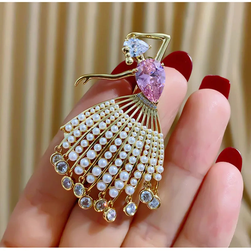 SUYU Elegant And Cute Girl Imitation Pearl Dress Dance Brooch Corsage Girl