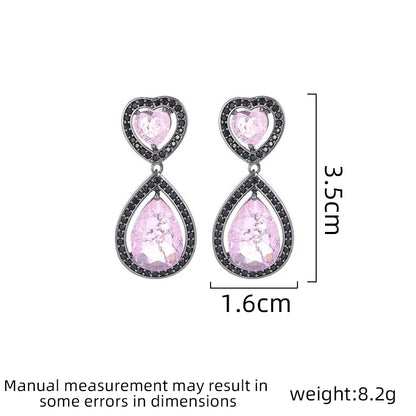 Ladies' light luxury design elegant water droplet inlaid zircon earrings fashionable jewelry versatile niche design earrings