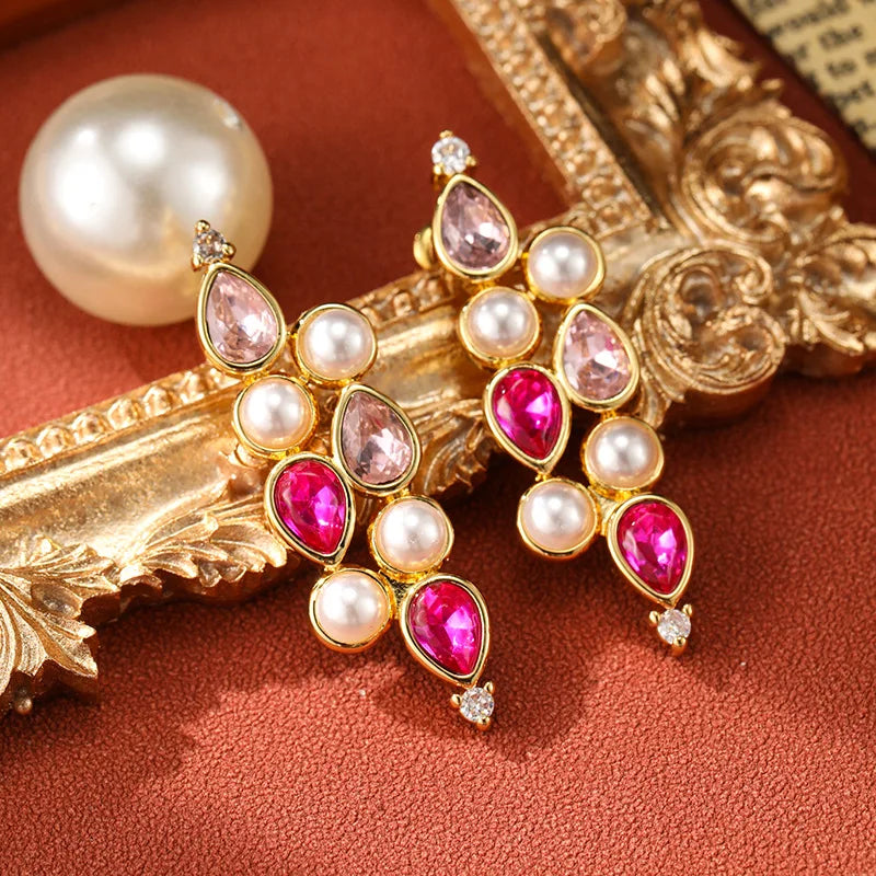 SUYU Summer New Medieval Vintage Style Women's Luxury Earrings With Exaggerated Tassel Imitation Pearl Earrings