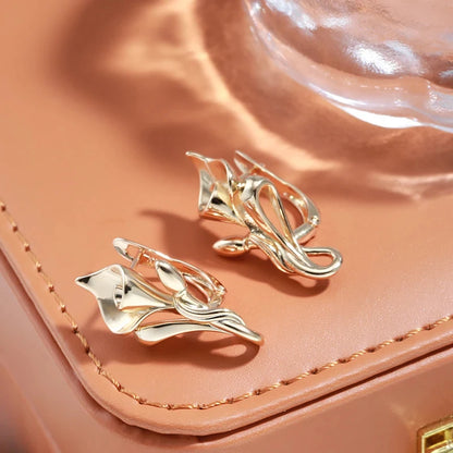 Wbmqda Elegant Fashion Tulip Shape Drop Earrings For Women 585 Rose Gold Color High Quality Daily Jewelry Trend 2023 New Items