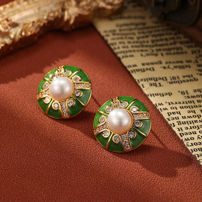 SUYU Vintage Earrings With Exquisite Flower Design And Drop Glaze Simulation Pearl Earrings For Women's Light Luxury Earrings