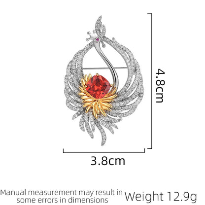 Winter Women's Luxury Phoenix Brooch Fashion Shining Zircon Coat Accessories Suit Brooch Clip