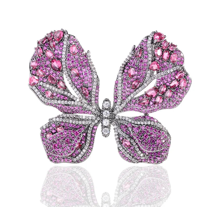 SUYU Autumn New Vintage Black Butterfly Brooch Women's Luxury Brooch Fashion Micro Set Zircon Temperament Coat Accessories Pins