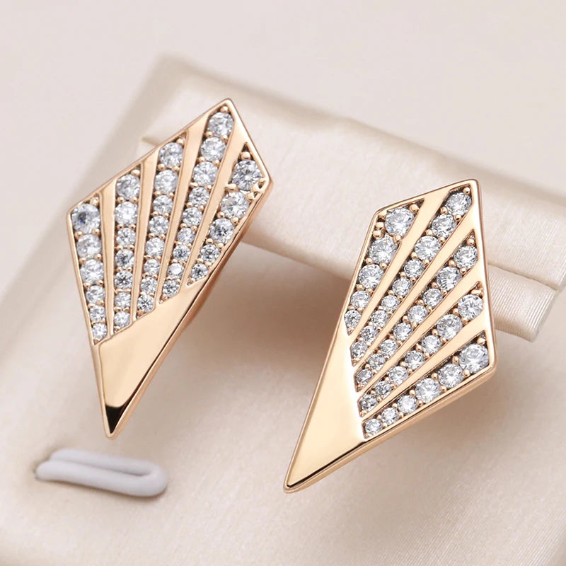 Wbmqda Fashion 585 Rose Gold Color Geometric Natural Zircon Drop Earrings For Women High Quality Daily OL Jewelry 2023 Trending