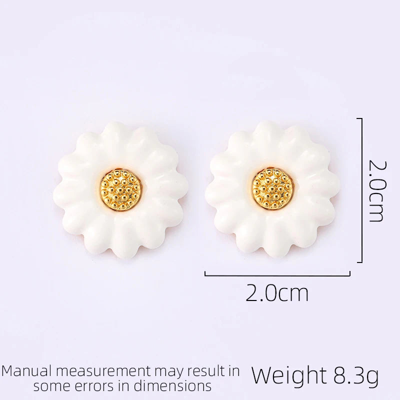 SUYU New Fashionable Design is Simple and Versatile Elegance White Drip Flower Daisy Earrings Women's Earrings