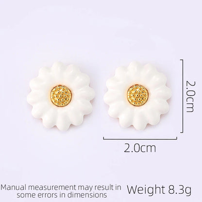 SUYU New Fashionable Design is Simple and Versatile Elegance White Drip Flower Daisy Earrings Women's Earrings