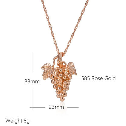 Wbmqda Grape Shape Pendant And Necklace For Women 585 Rose Gold Color Fashion Holiday Jewelry