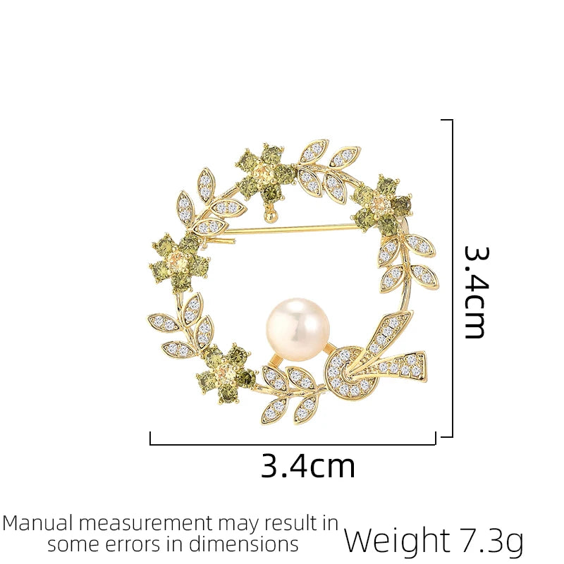 Women's Luxury Flower Brooch Simulated Pearl Brooch Design Fashionable And Elegant Style Pin Accessories Flower Festival Gift