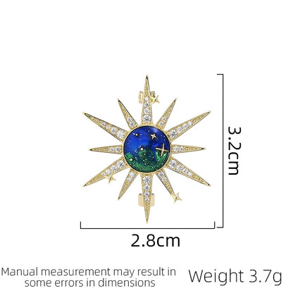 SUYU Fashion Small Fresh Planet Universe Brooch Micro-Inserted Cubic Zirconia Copper Plated Brooch