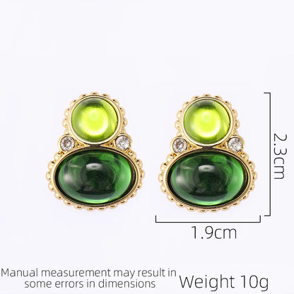 SUYU Jewelry Green Women's Retro Earrings With A Design Sense Of Niche Medieval Palace Style Fashionable And Elegant Earrings