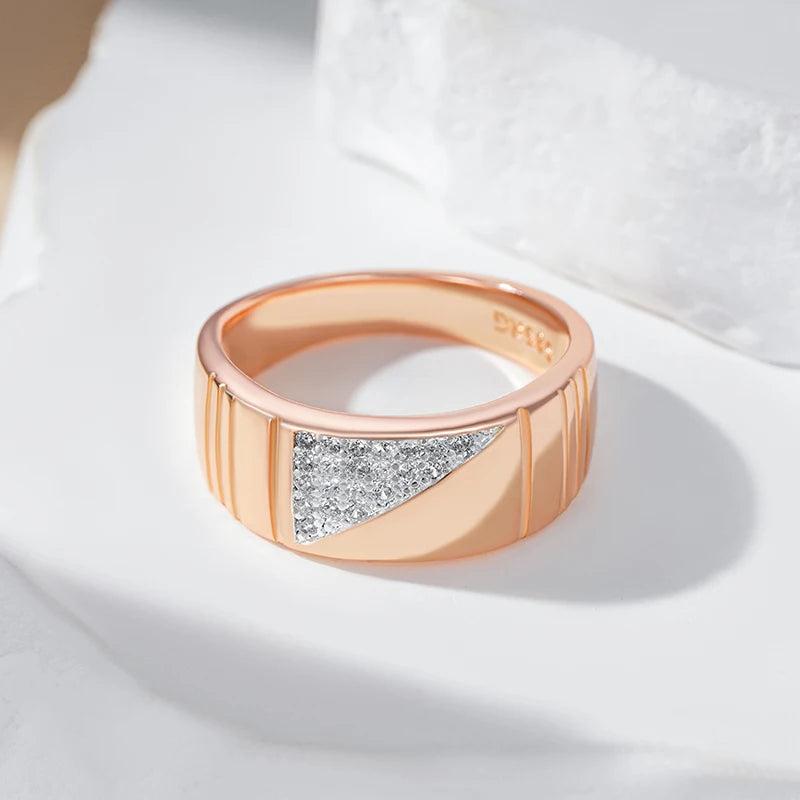 Kinel Full Shiny Natural Zircon Square Wide Rings for Women Men Fashion 585 Rose Gold Silver Color Mix Ethnic Daily Fine Jewelry