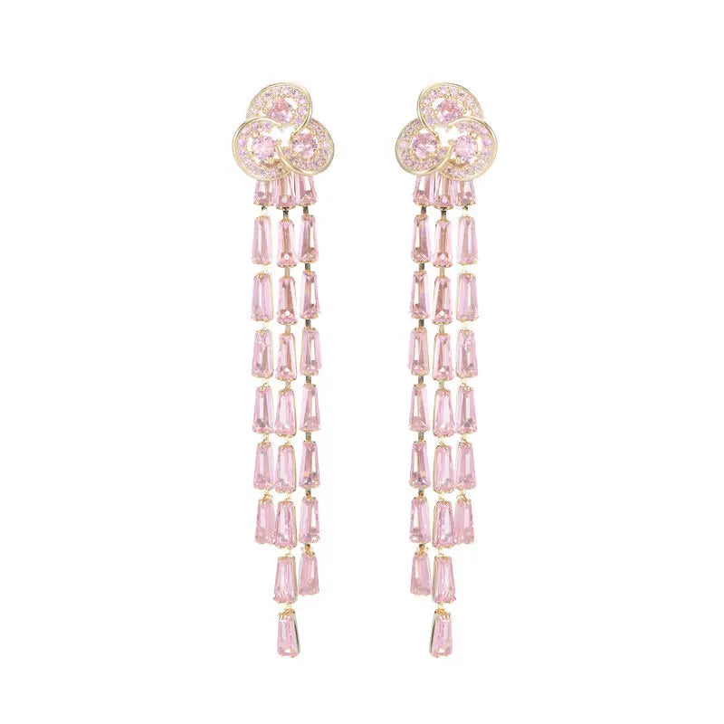 SUYU Women's Light Luxury Design Elegant Long Tassel Earrings Fashionable and Versatile Unique Design Feeling Earrings