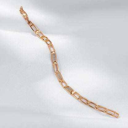 Kinel Fashion Square Link Bracelet For Women Luxury 585 Rose Gold Color With Natural Zircon Ethnic Wedding Fine Daily Jewelry